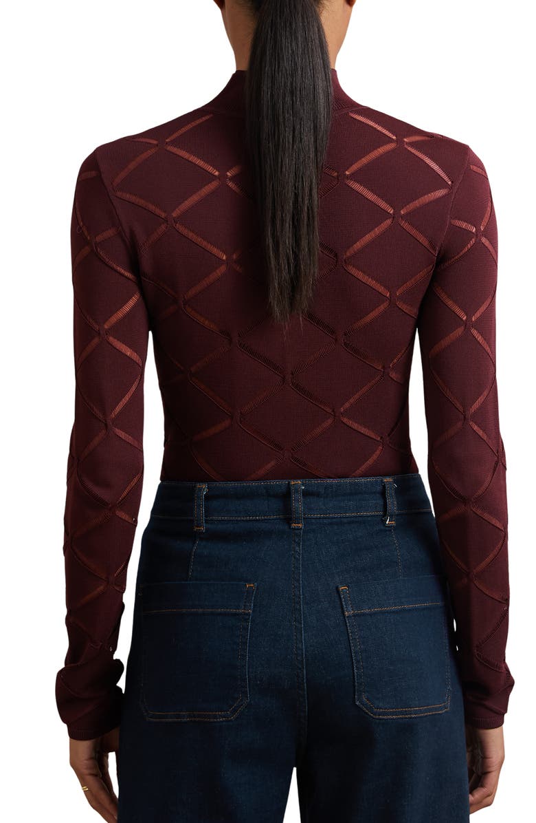 Reiss Serene Open Stitch Mock Neck Sweater, Alternate, color, Raspberry Red