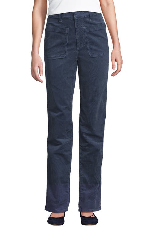 Lands' End Corduroy High Rise Rail Straight Leg Pants In Blue