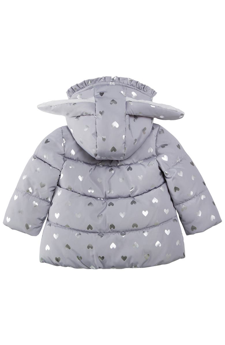 Rokka&Rolla Soft Fleece Lined Bunny Puffer Jacket, Alternate, color, Gray/ Heart Foil Print