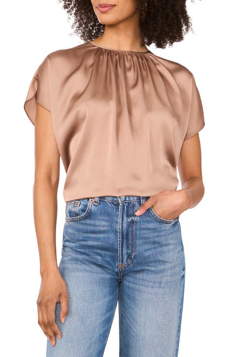 Shirred Satin Top