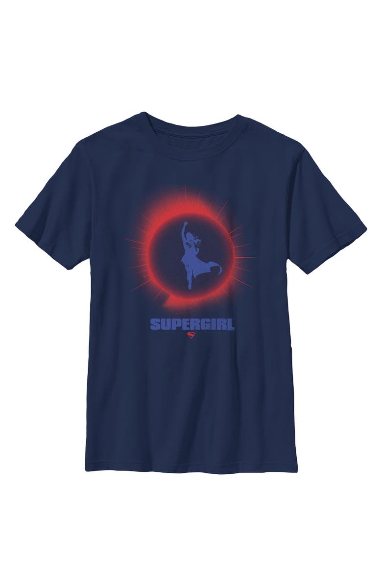Supergirl Boy's Supergirl Kara Flying Silhouette  Graphic T-Shirt, Main, color, Navy Blue