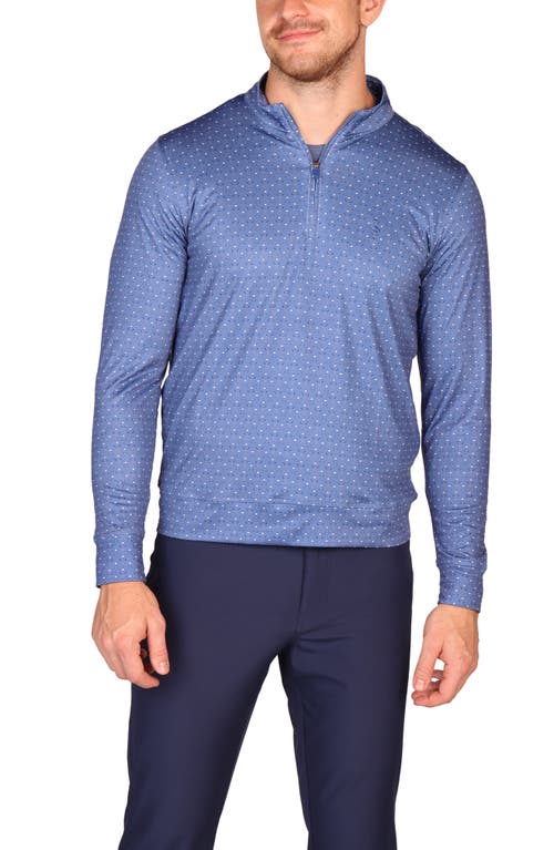 Tailorbyrd Golf Club Print Long Sleeve Performance Quarter Zip Polo In Blue