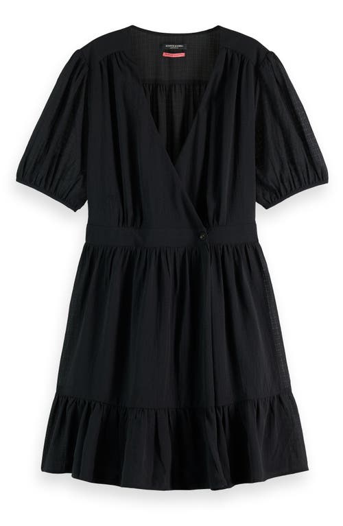 Scotch & Soda Wrap Front Minidress In Evening Black