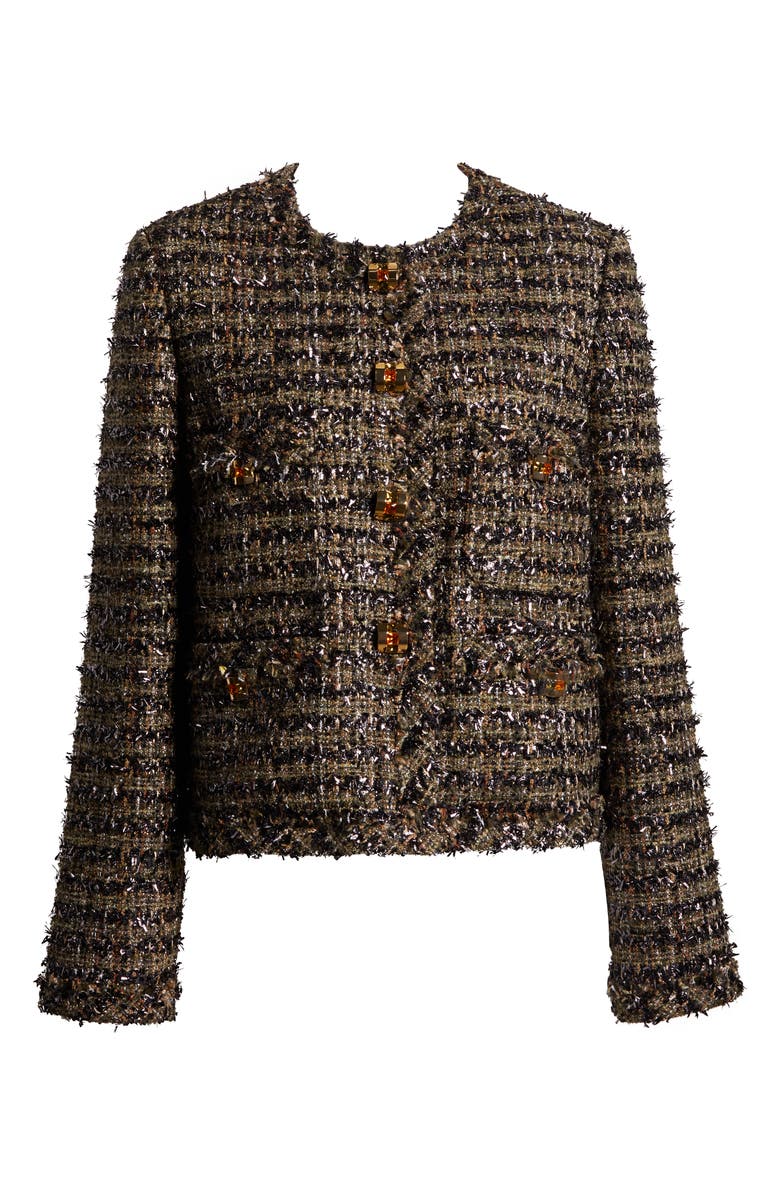 ST. JOHN Metallic Eyelash Tweed Jacket, Alternate, color, Cypress Multi
