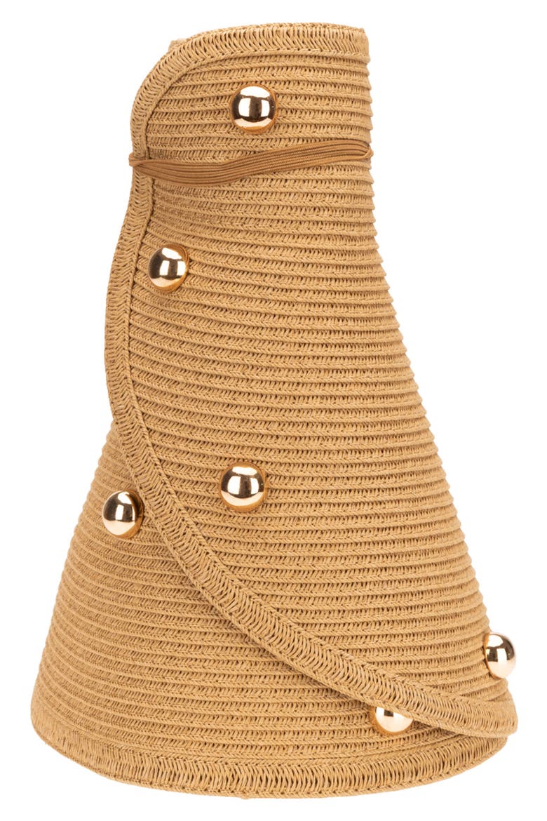 Bead Accent Packable Wide Brim Visor, Alternate, color, NATURAL