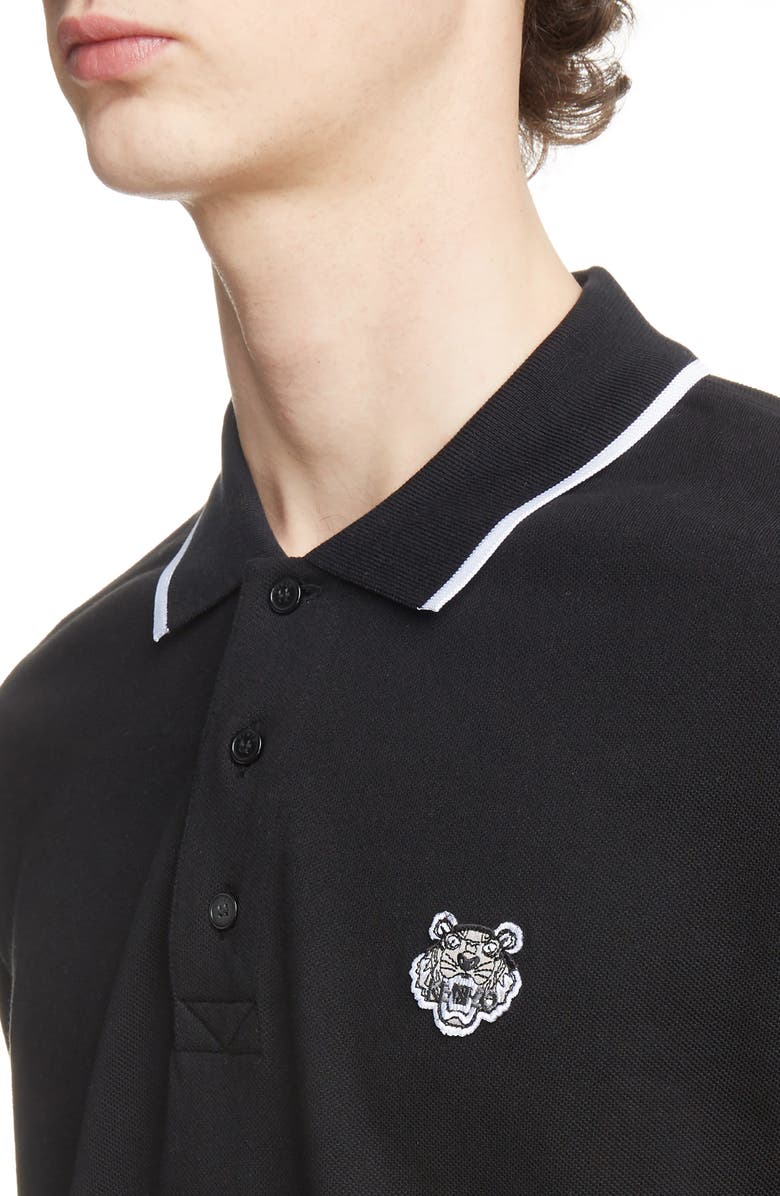 KENZO Tiger Crest Tipped Piqué Polo, Alternate, color, 