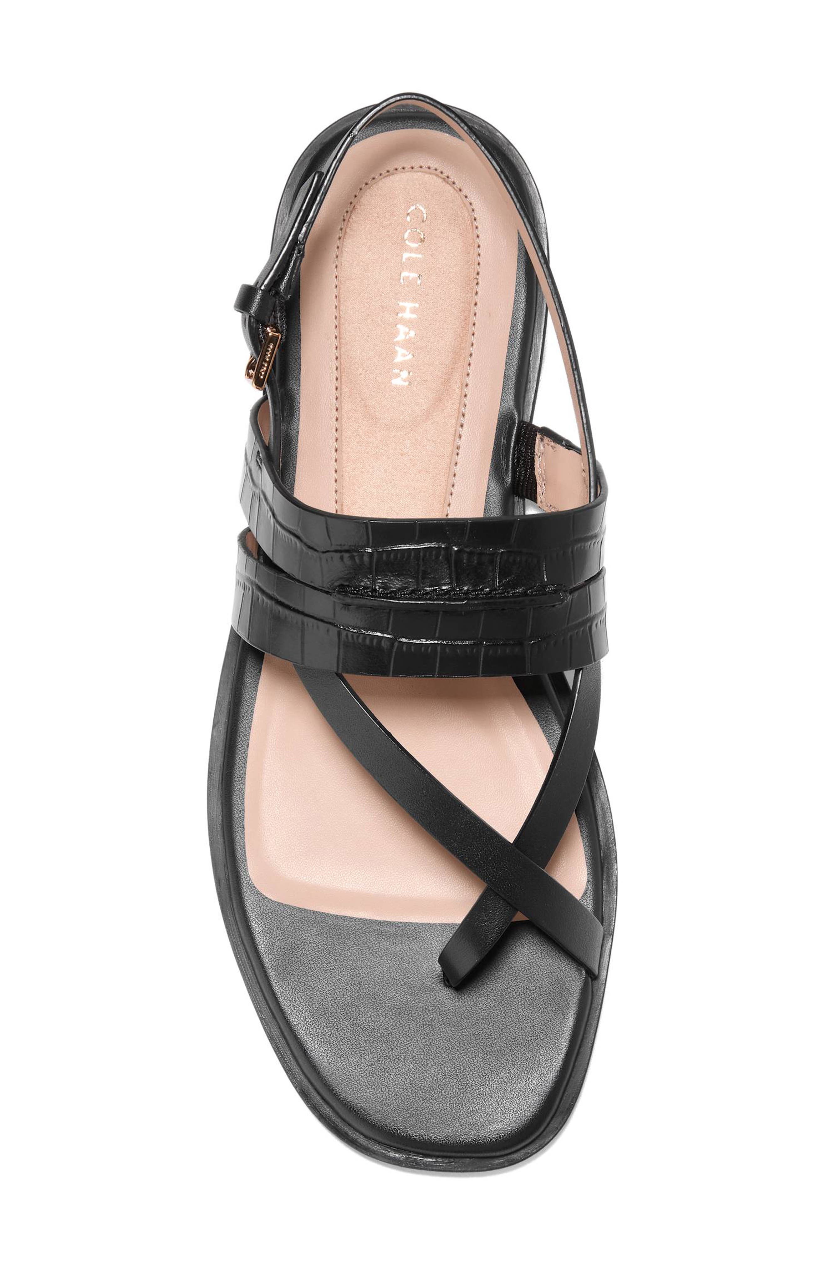 Cole Haan Estella Slingback Leather Sandal, Alternate, color, Black Croc Print Leather