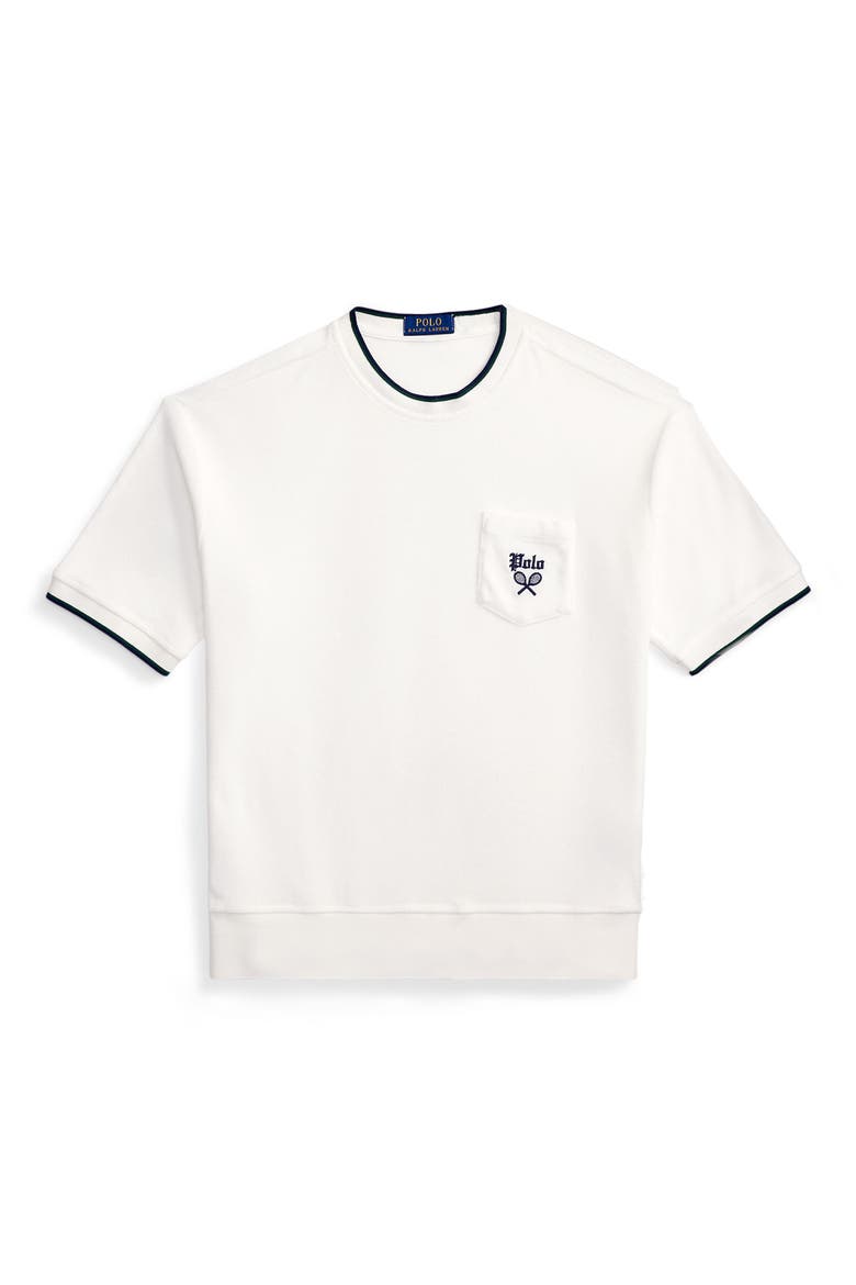 Relaxed Terry Short Sleeve Sweatshirt, Alternate, color, WHITE
