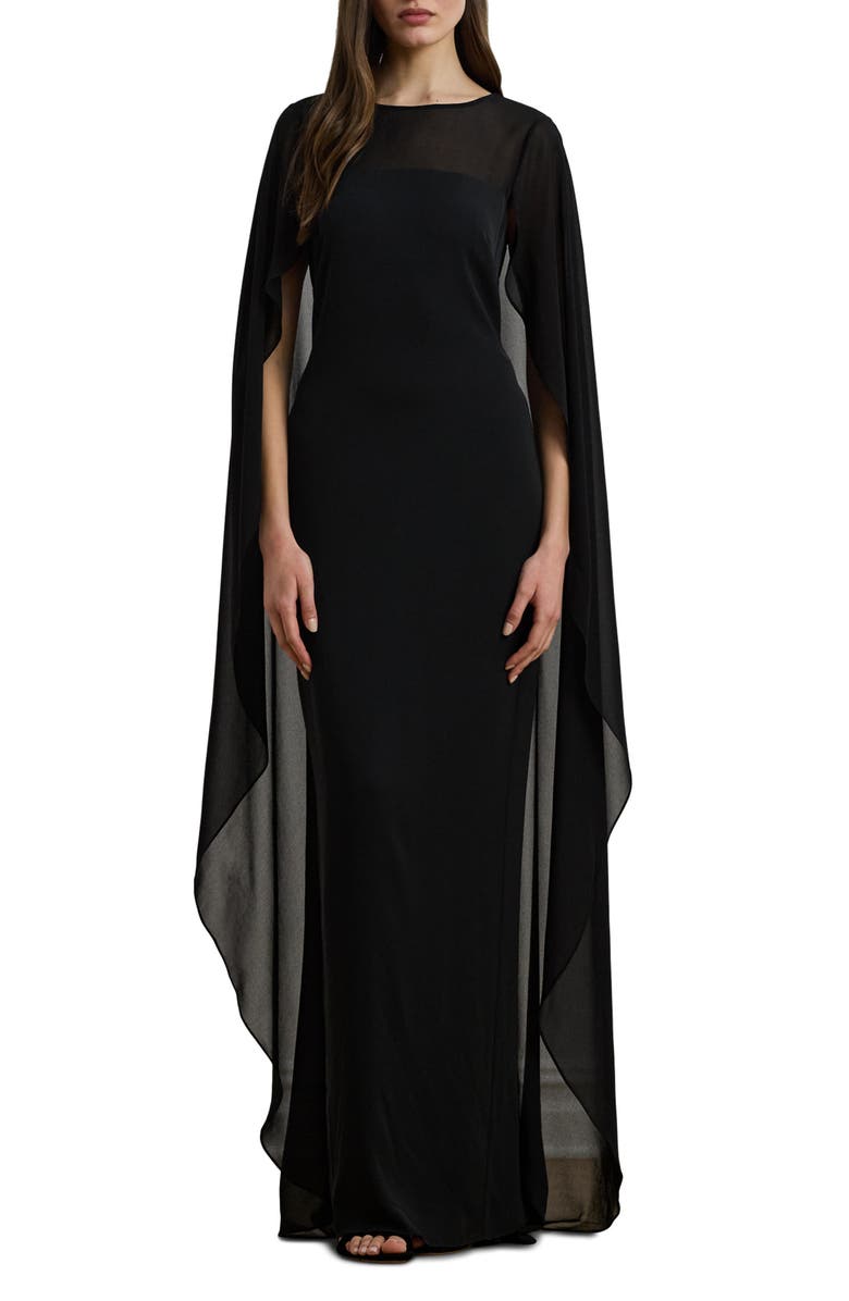 Lauren Ralph Lauren Semisheer Capelet Georgette Gown, Main, color,
