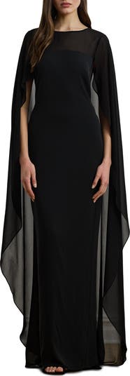 Lauren Ralph Lauren ★【ドレス】Semisheer Capelet Georgette Lauren Ralph Lauren Semisheer Capelet Georgette Gown | Nordstrom