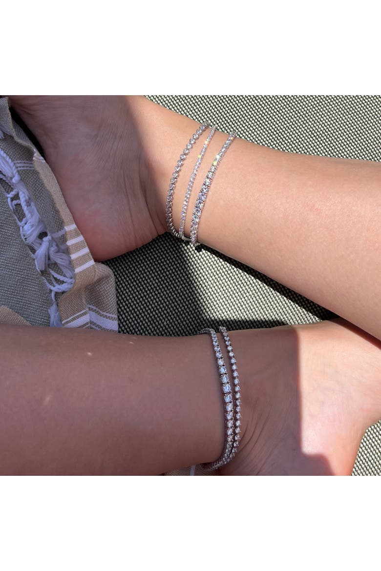 The Margo Adjustable Thin Tennis Anklet, Alternate, color, Silver