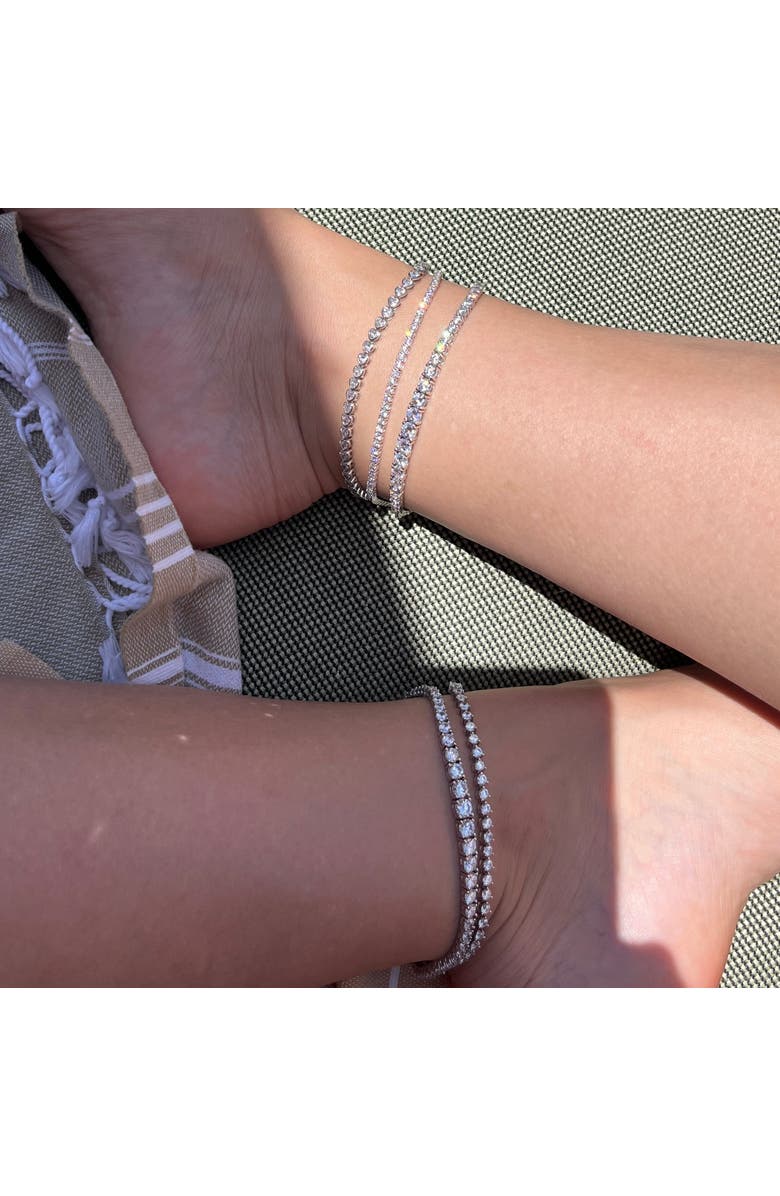 Leni James The Margo 4 Prong 2mm Tennis Anklet, Alternate, color, Silver