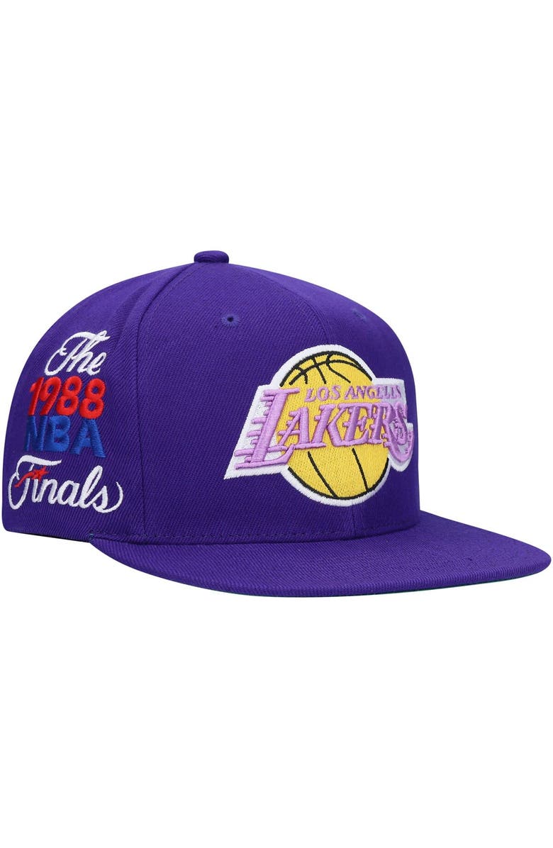 Mitchell & Ness Men's Mitchell & Ness Purple Los Angeles Lakers Hardwood Classics 1988 NBA Finals XL Patch Snapback Hat, Main, color,