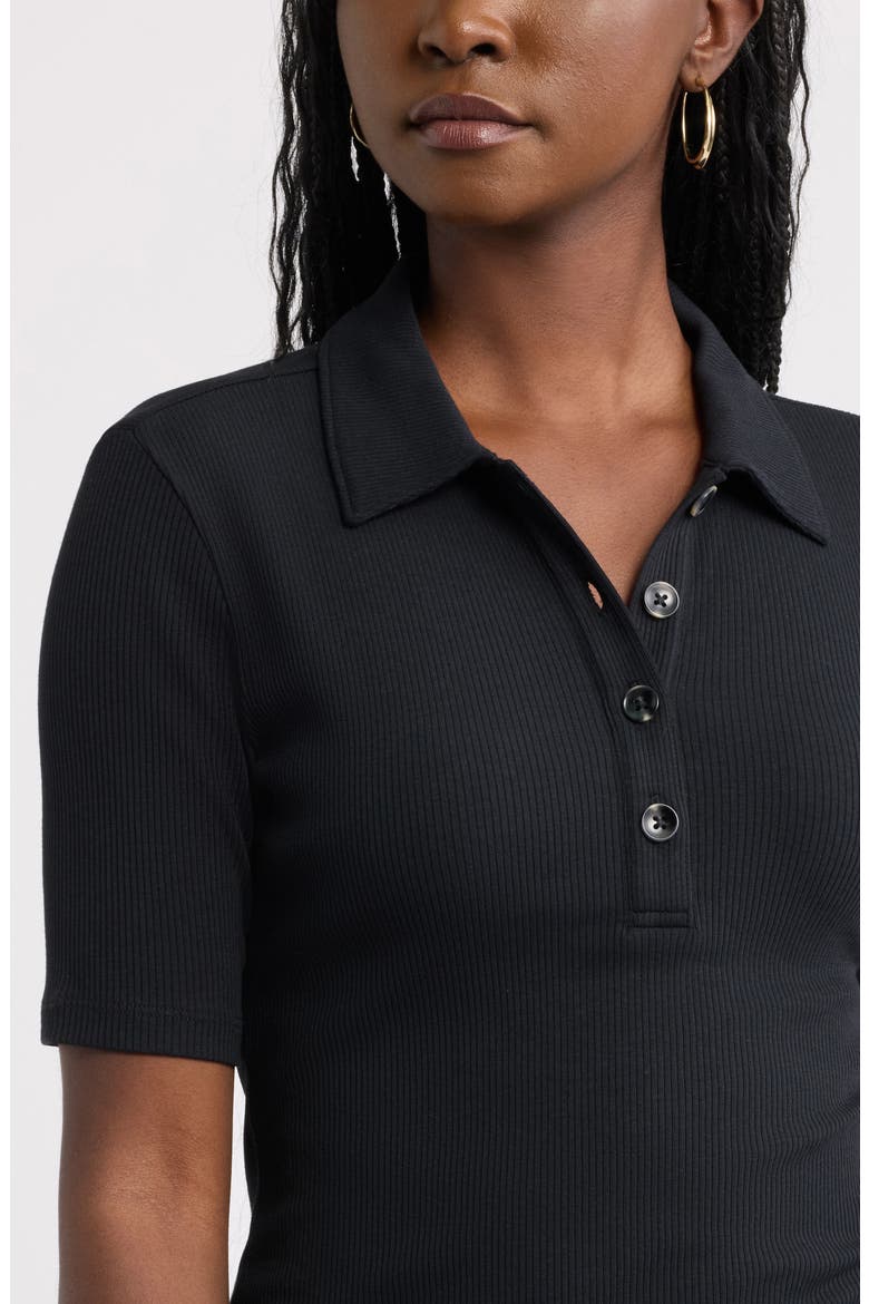 Ribbed Polo, Alternate, color, BLACK