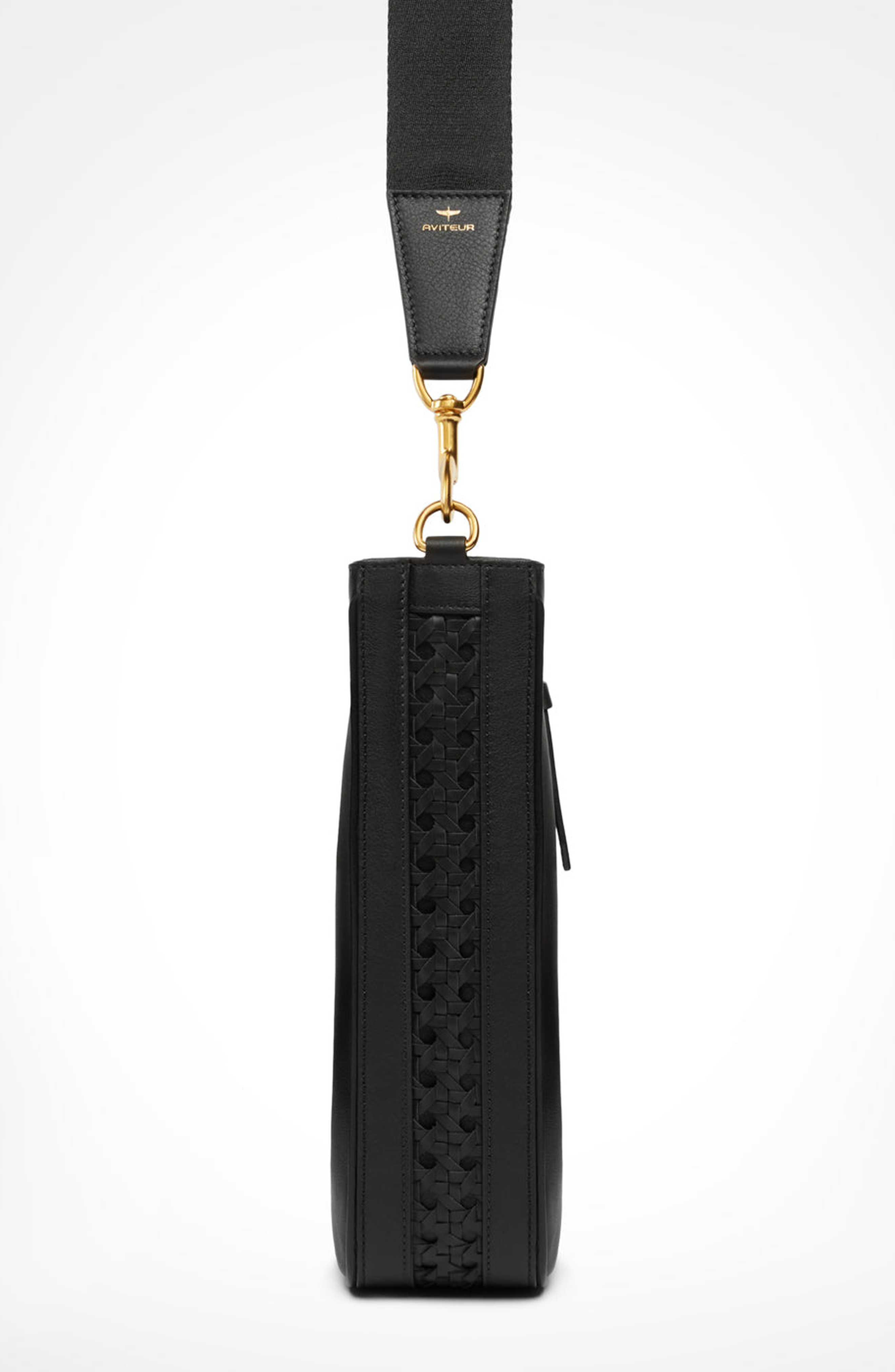 Aviteur Gigi Signature Weave Calfskin Shoulder Bag, Alternate, color, Black