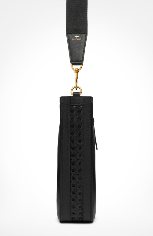 Aviteur Gigi Signature Weave Calfskin Shoulder Bag In Black