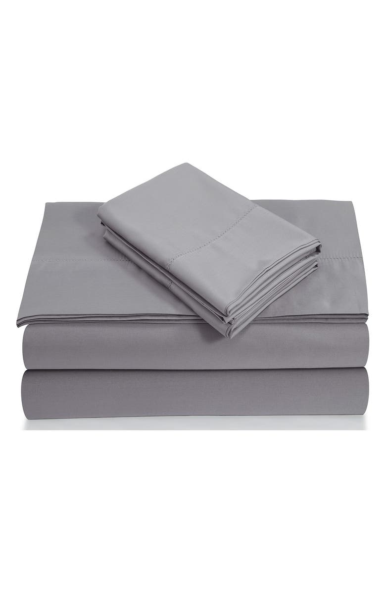 AZORES HOME 800 Thread Count Cotton Percale Sheet Set, Main, color, Silver Grey