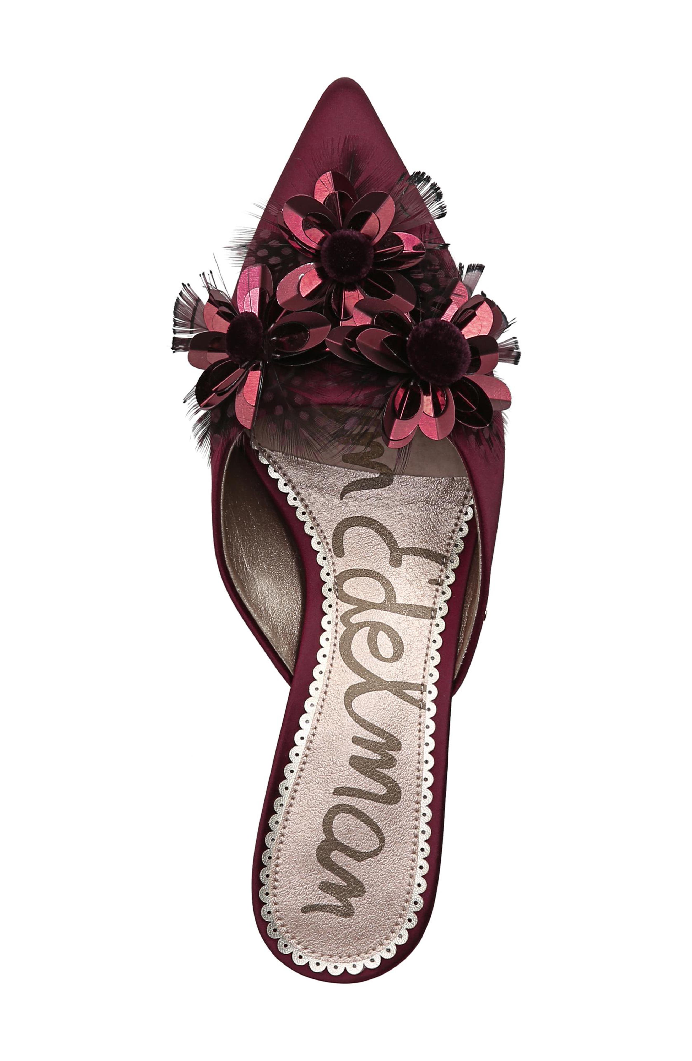 Dorcy Embellished Mule, Alternate, color, BEET RED SATIN