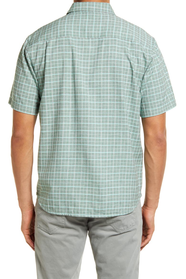 Men's Check It Out Short Sleeve Button-Up Silk Shirt, Alternate, color, SEA TURTLE GREEN