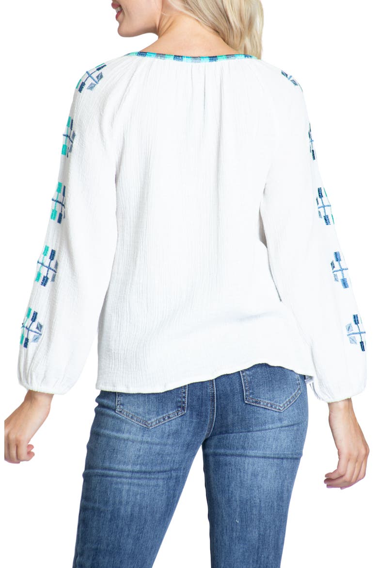 Embroidered Cotton Gauze Peasant Top, Alternate, color, WHITE MULTI