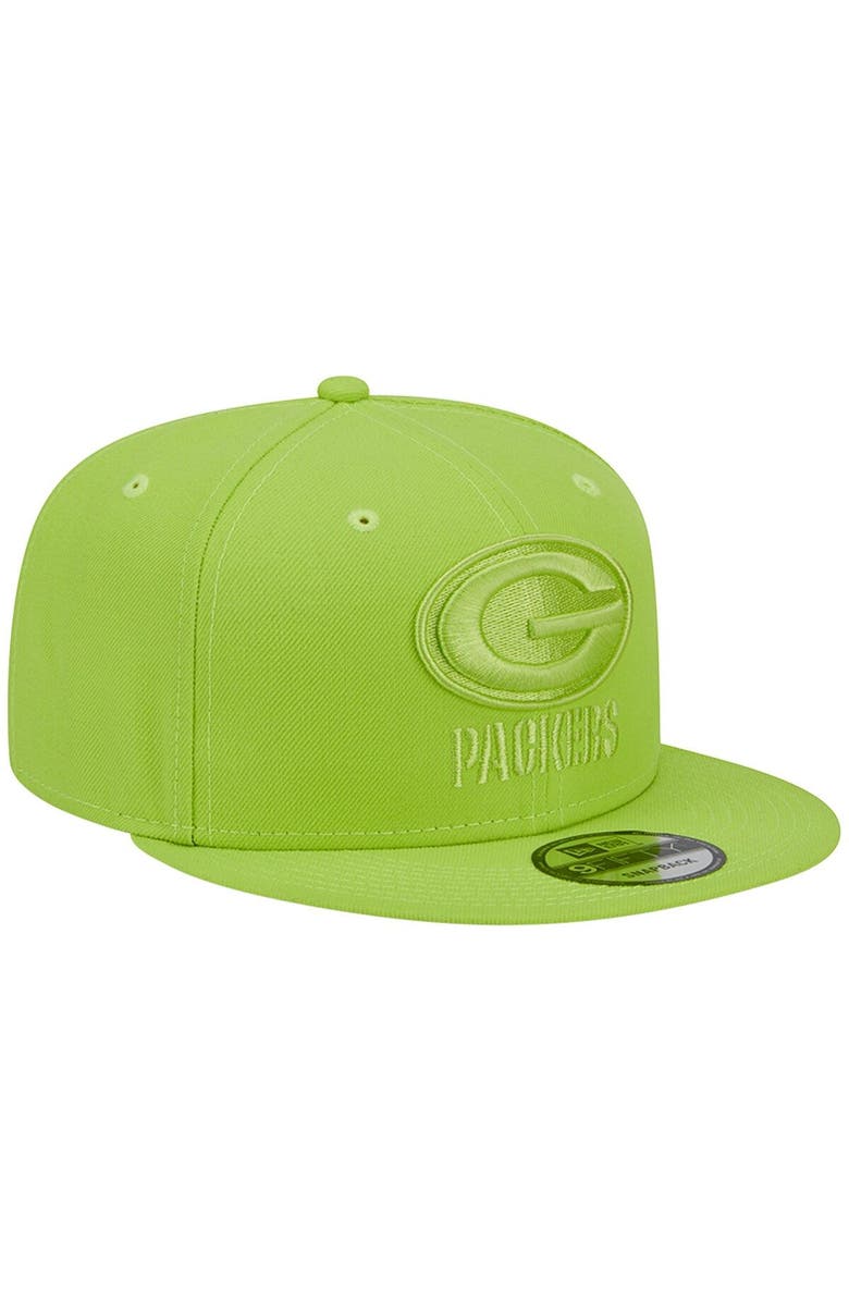 New Era Men's New Era Neon Green Green Bay Packers Color Pack Brights 9FIFTY Snapback Hat, Alternate, color,
