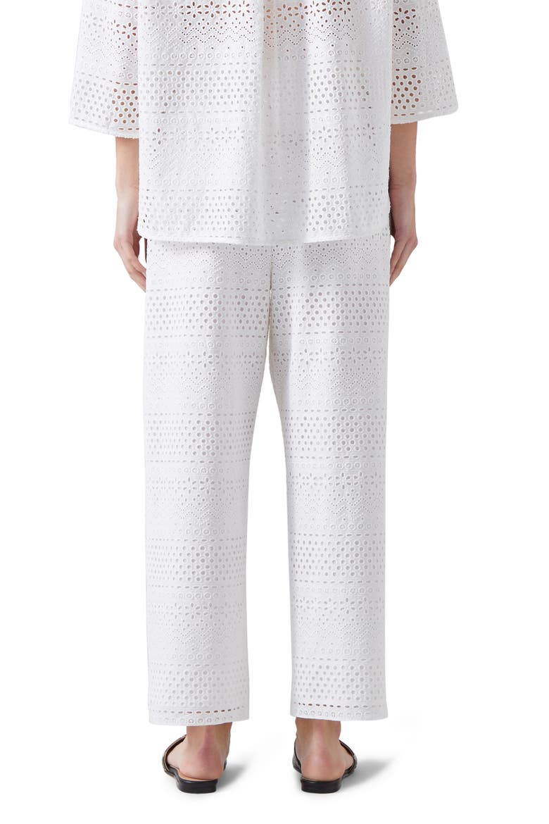 Edie Broderie Straight Leg Pants, Alternate, color, WHITE