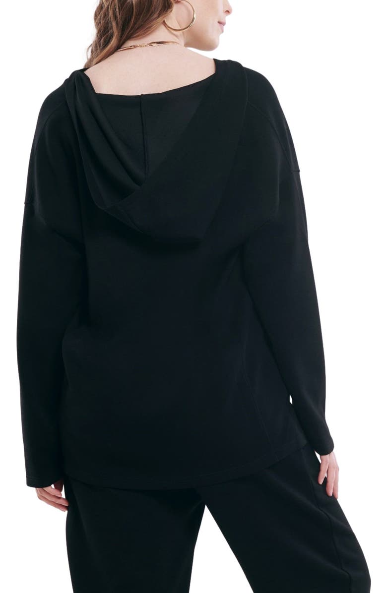 MOTHERHOOD MATERNITY V-Neck Pullover Scuba Knit Hoodie, Alternate, color, Black