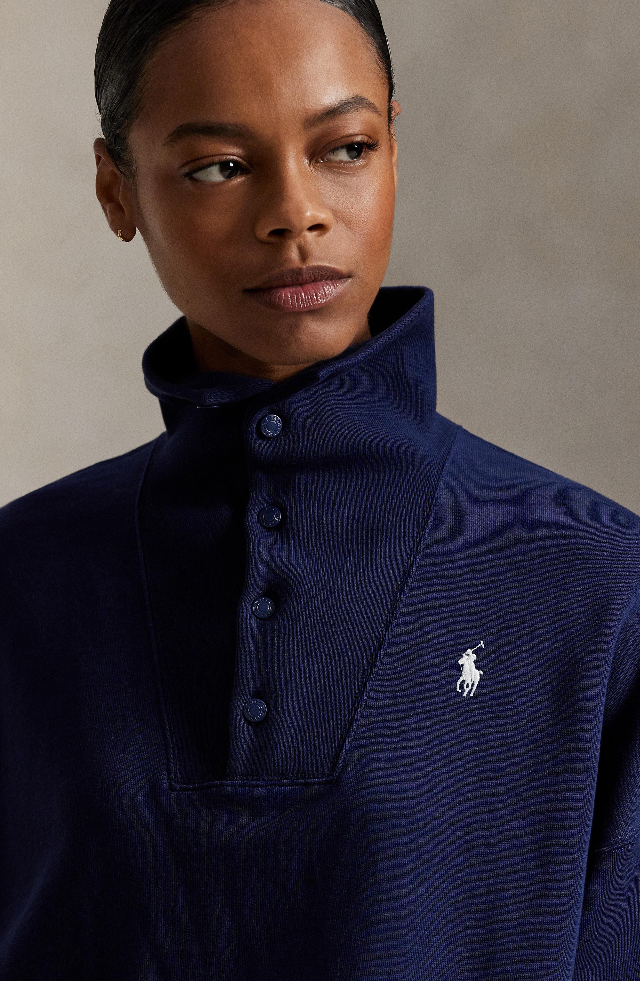 Team USA Embroidered Graphic Snap Placket Sweatshirt (Women