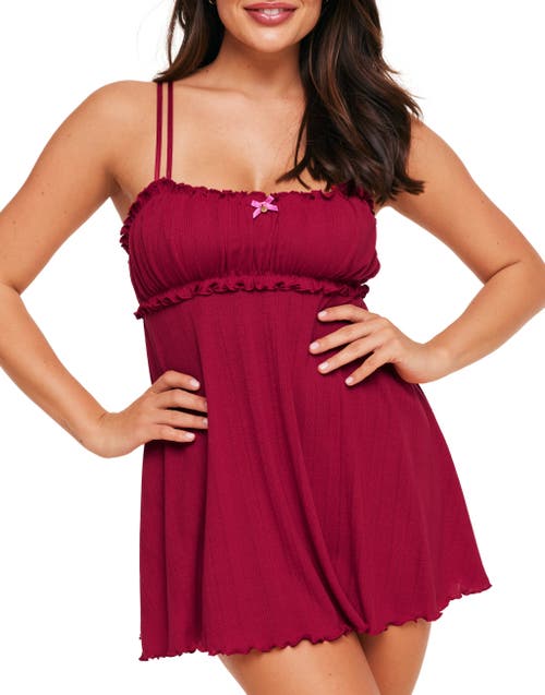 Adore Me Ophylia Babydoll & Hipster Set In Red