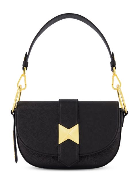 Gold Plated Hardware Grain Leather Saddle Bag