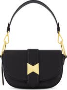 Mac Duggal Gold Plated Hardware Grain Leather Saddle Bag