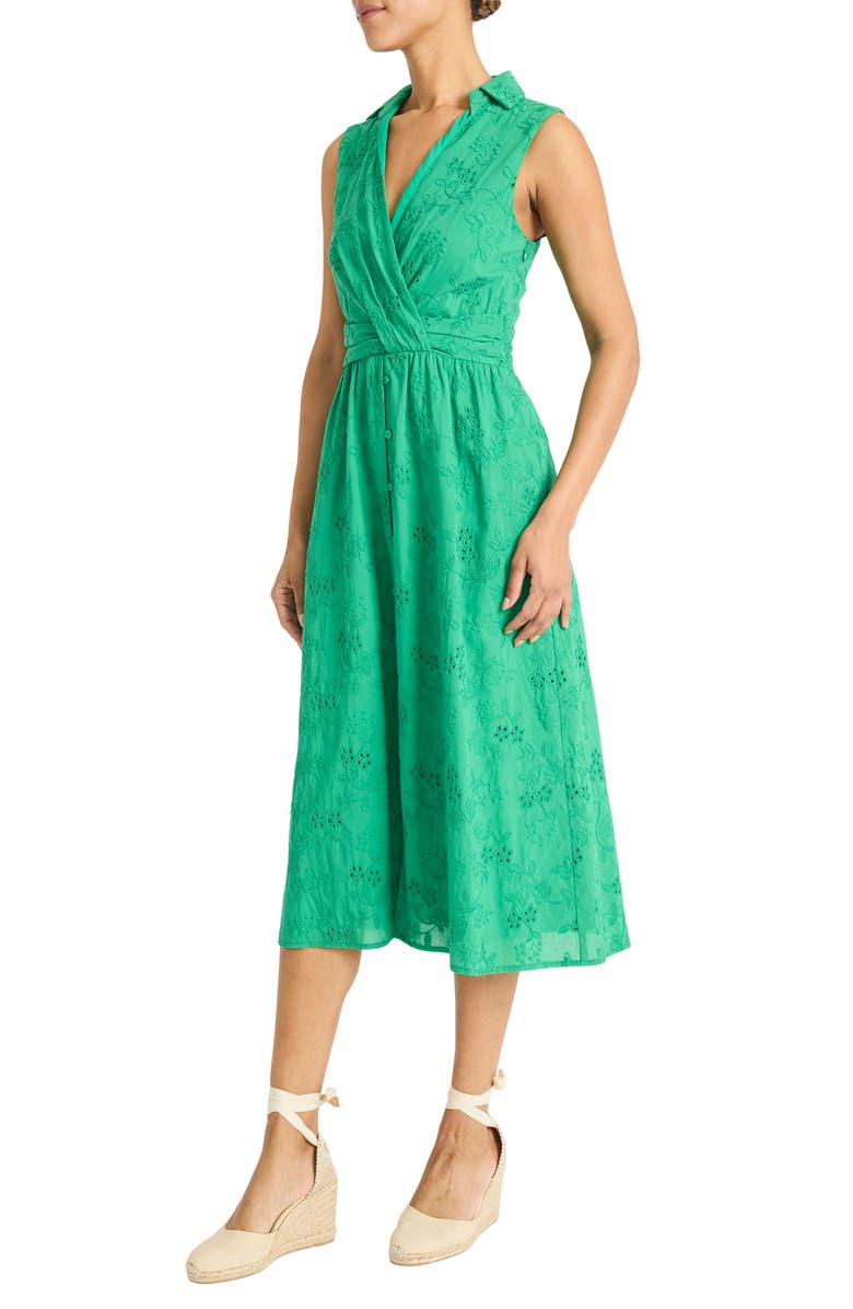 Maggy London Eyelet Midi Shirtdress, Alternate, color, Jelly Bean