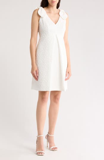 Shop Eliza J Bow Shoulder Sleeveless Jacquard Trapeze Dress