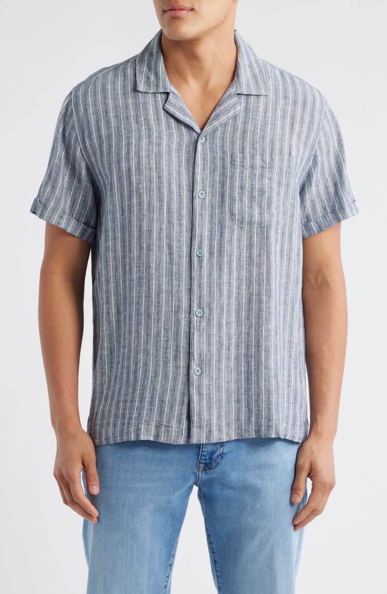 Rails Waimea Stripe Linen Blend Camp Shirt, Main, color, 