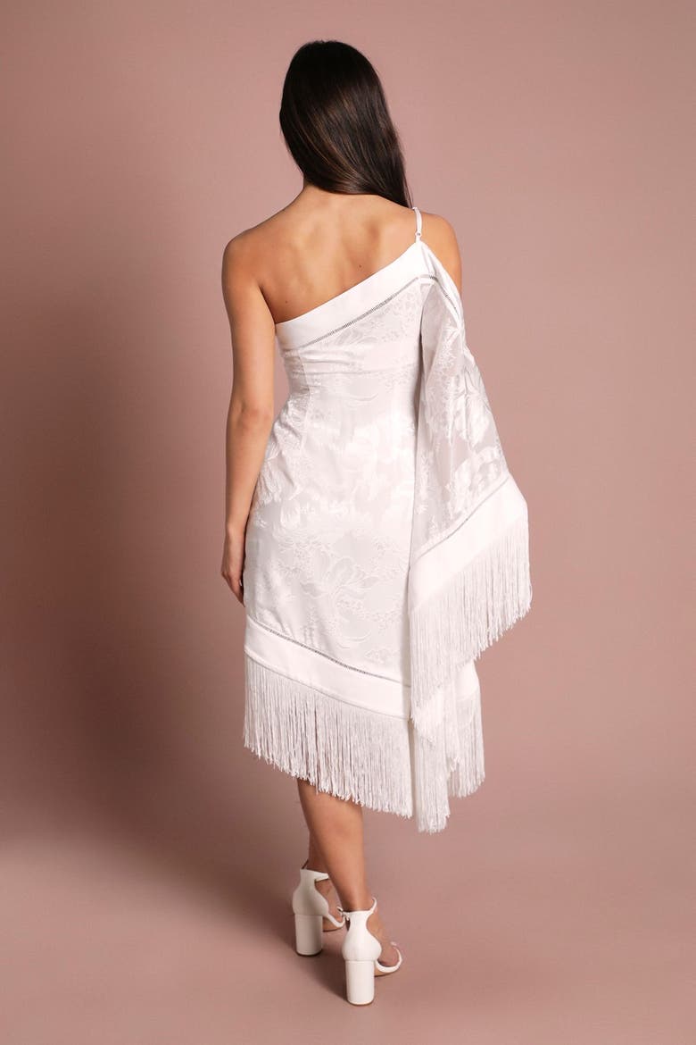 Asymmetric Fringe One-Shoulder Dress, Alternate, color, Ivory