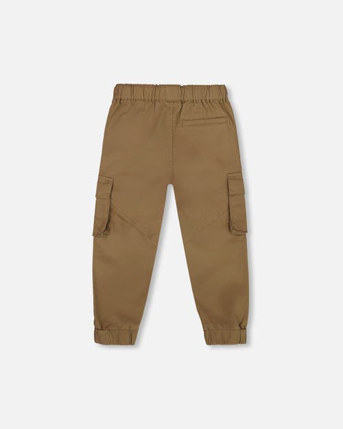 Deux Par Deux Twill Jogger Cargo Pants In Brown