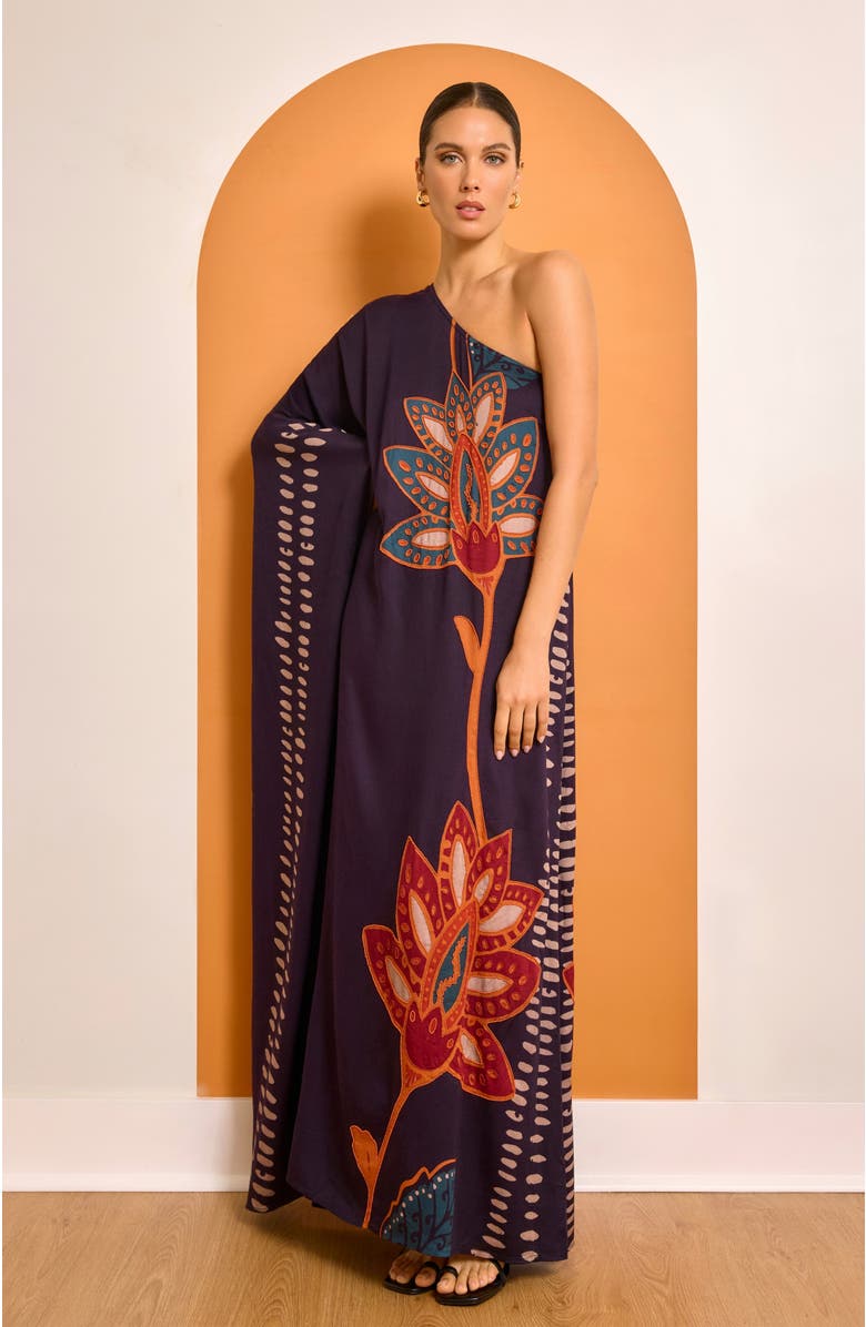 DIARRABLU Handbeaded Satu FSC<sup
®</sup
Certified Viscose One Shoulder Gown Razu Navy, Alternate, color, Razu Navy