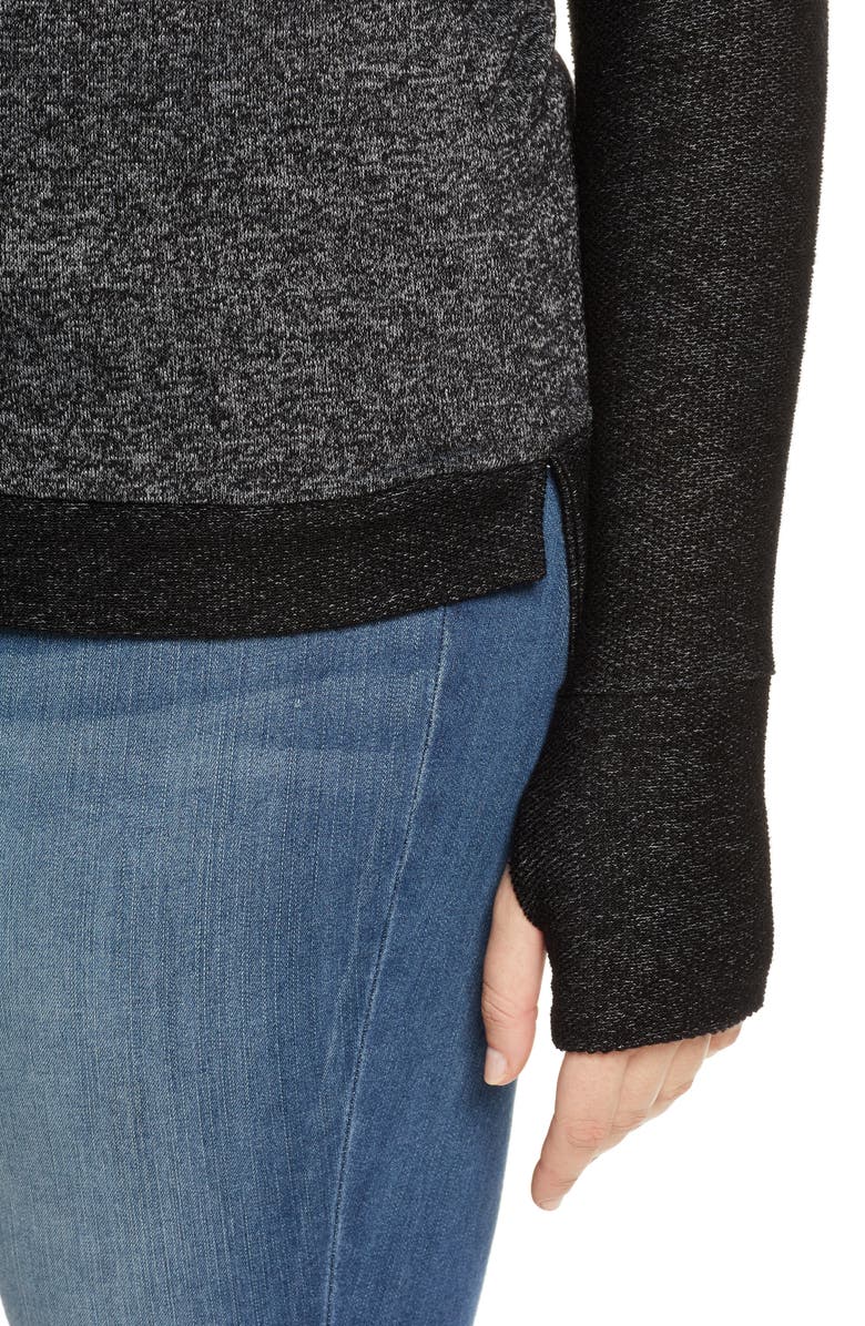 Loveappella Reverse Contrast Cowl Neck Long Sleeve Top, Alternate, color, 