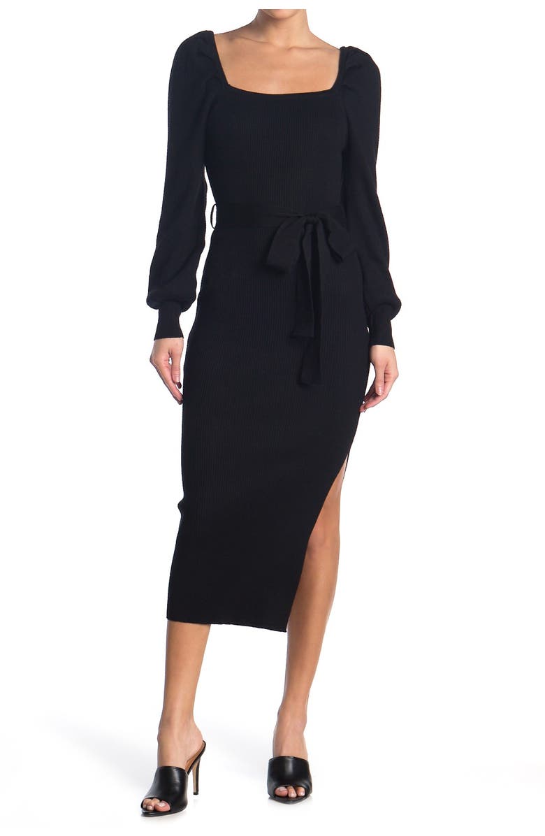 Jealous Tomato Square Neck Sweater Midi Dress, Main, color, 