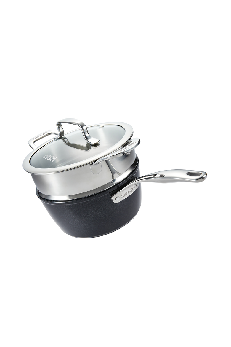 GREEN STONE™ 2.4 Qt. Saucepan with lid, Main, color, Black