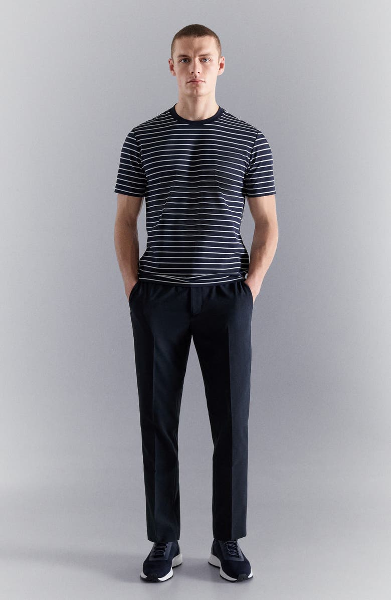 MANGO Slim Fit Coolmax<sup>®</sup> Stripe T-Shirt, Alternate, color, Navy