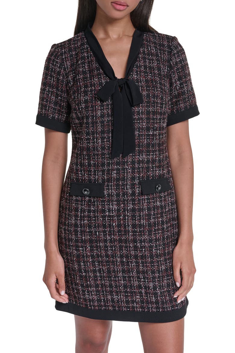Tweed Sheath Minidress, Alternate, color, BLACK MULTI/ BLACK