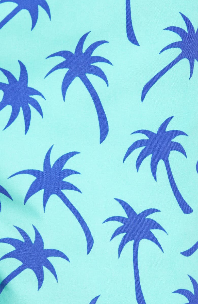 Tom & Teddy Palm Tree Print Swim Trunks, Alternate, color, 