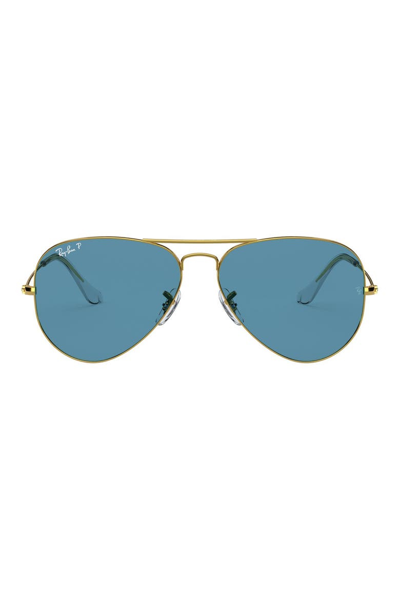 58mm Polarized Aviator Sunglasses, Main, color, LEGEND GOLD/ BLUE