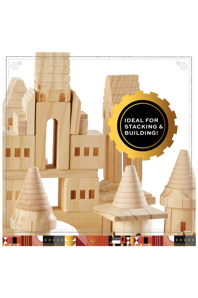 150-Piece Wood Castle Building Block Set, Alternate, color, BEIGE