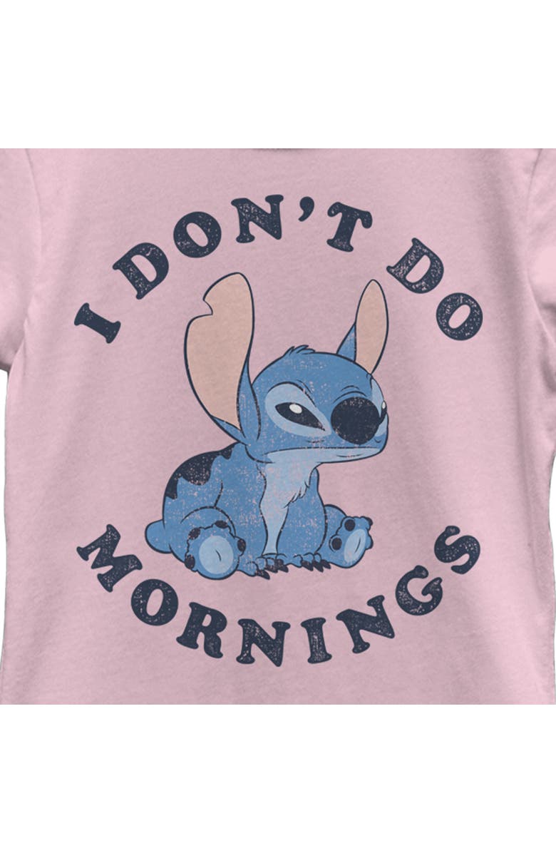Lilo & Stitch Girl's Lilo & Stitch Experiment 626 I Don't Do Mornings  Graphic T-Shirt, Alternate, color, Light Pink