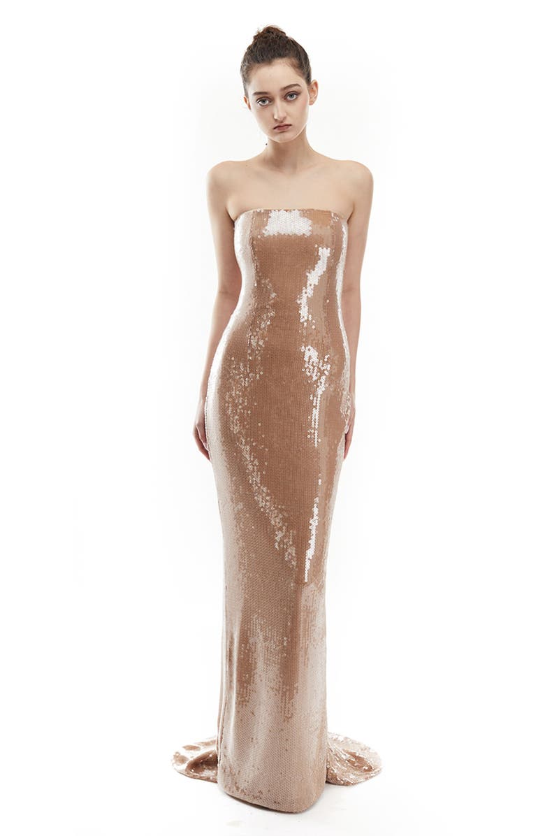 Mother of All Amaya Sequins Dress, Main, color, Brown