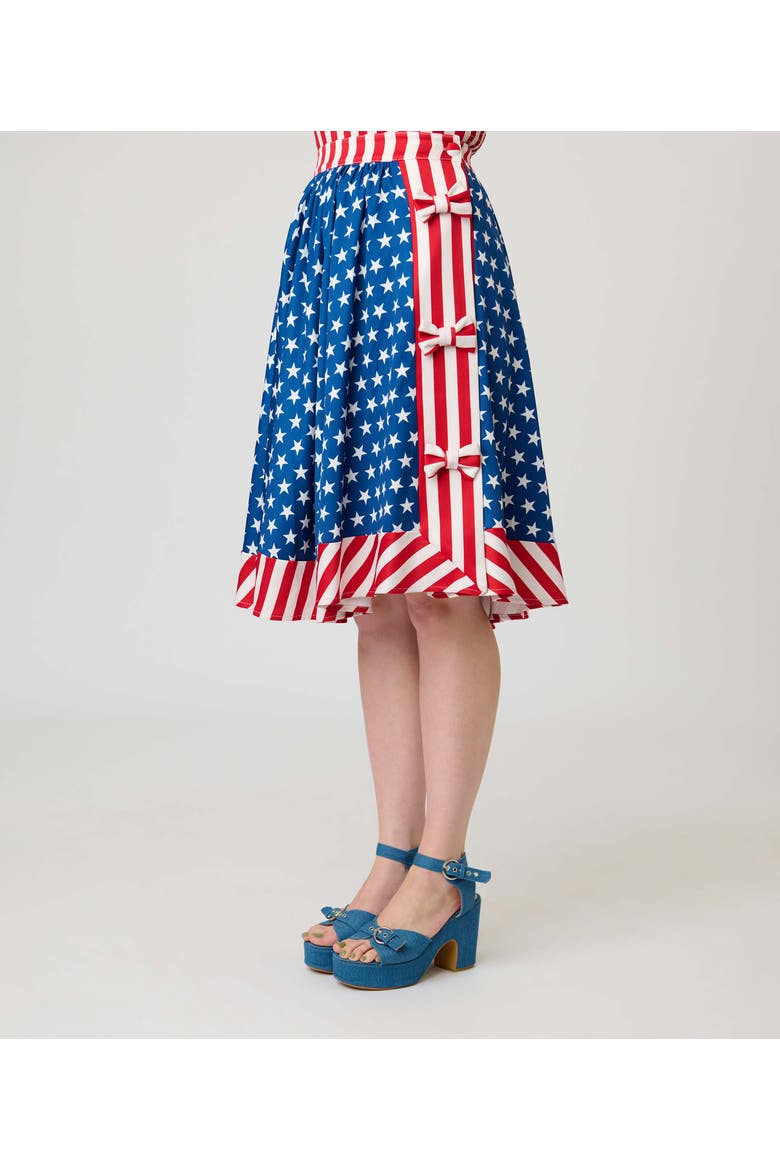 1960s Rye Swing Skirt, Alternate, color, Blue w/ Star Print