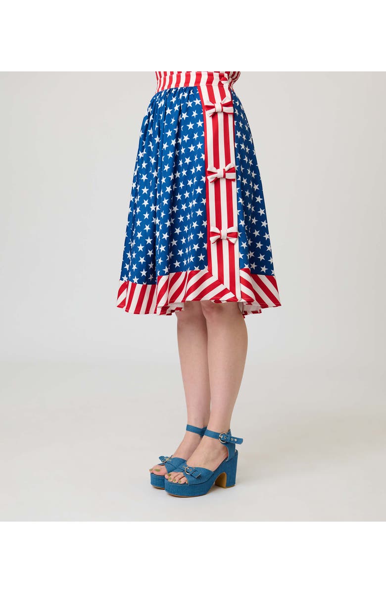 Unique Vintage 1960s Rye Swing Skirt, Alternate, color, Blue W/ Star Print