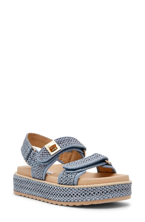 Steve Madden Bigmona Raffia Platform Sandal In Blue Raffia